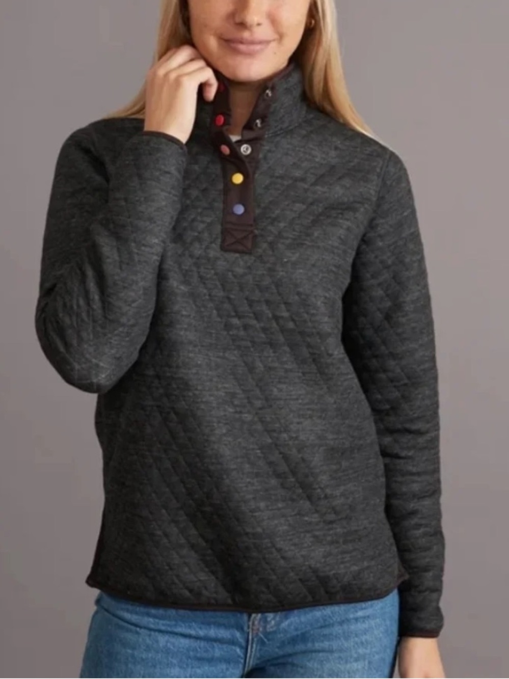 Marine Layer Gray Quilted Reversible Pullover size M